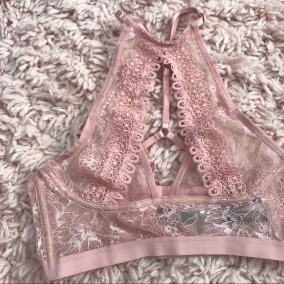 VS High Neck Floral Lace Bra - Picture 2 of 4